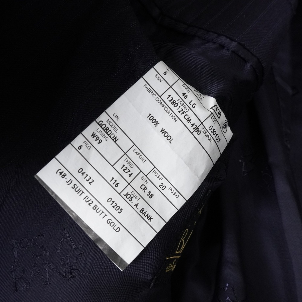 Jos A. Bank Blazer Mens 46L Blue Pinstriped Gold 100% Wool CentoCinquanta 150 - Picture 11 of 11
